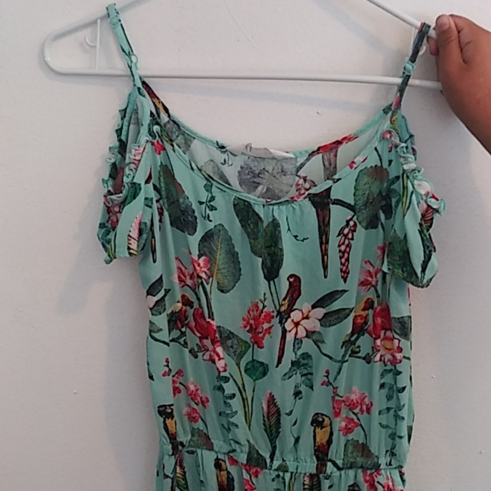 Bird tropical floral romper h&m